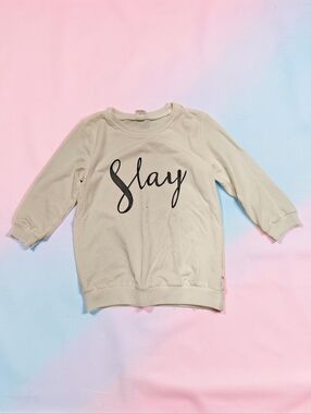 Shein Kids 'Slay' White Sweatshirt Top. Size 4.